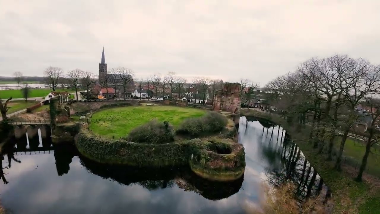 Maas River Netherlands (Batenburg). FPV drone shot (GEPRC mark 5) . Fields of Holland.