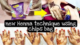 Easy Henna design for beginners/A new technique of Henna using chips bag