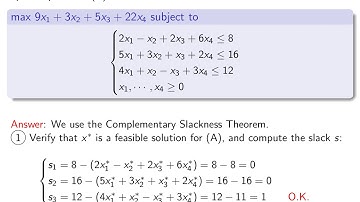 V4-12. Linear Programming. The Complementary Slackness Theorem. part 2.