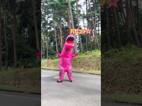 【走る謎の女】えいたそ、着ぐるみになる。【ティラノサウルスレース】