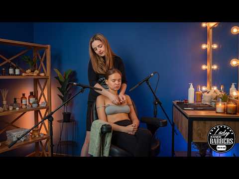 Shoulder Tension Melts Away 😌 ASMR Massage by Barber Lady Marta to Jess