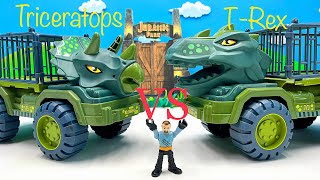 Dinosaur Battle | Tyrannosaurus Truck VS Triceratops Truck