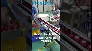 HONEMIX Flexible automatic single head cosmetic cream jar filling machine with conveyor PLC control