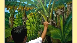 CARA MUDAH MENGGAMBAR - MELUKIS PISANG DENGAN AKRILIK / POHON PISANG / BUAH PISANG, Tutorial 115