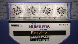 Evening Numbers Game Drawing: Friday, August 24, 2018