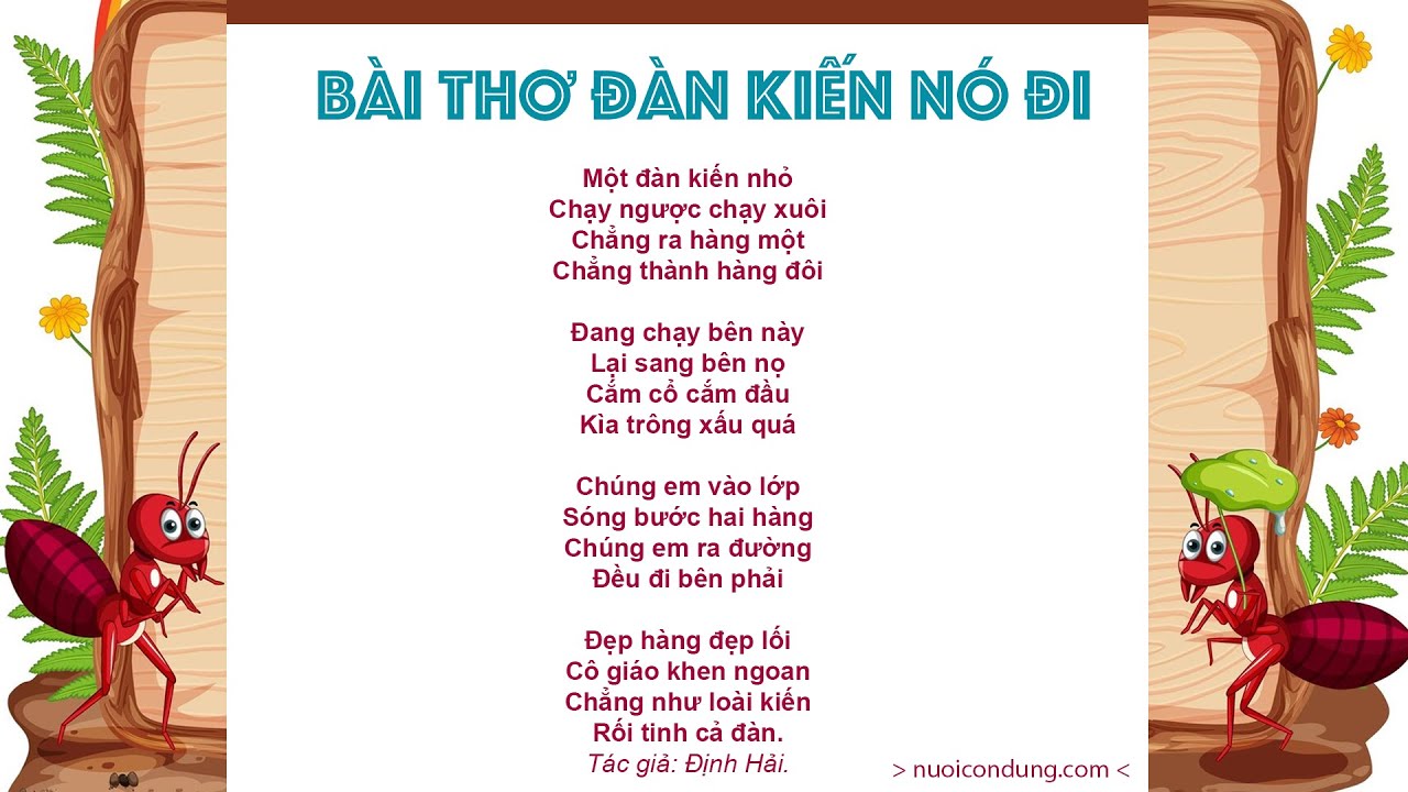 Bài Thơ Đàn Kiến Nó Đi - youtube