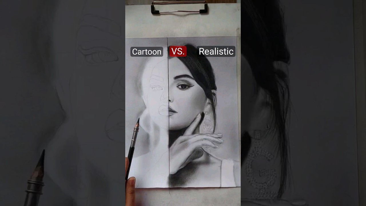 Cartoon VS. Realistic Selena Gomez Drawing Part 2 