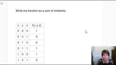 Writing a sum of products using minterms