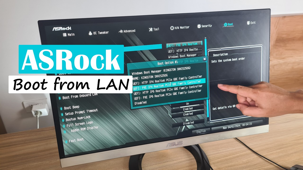 how to boot from LAN on ASROCK