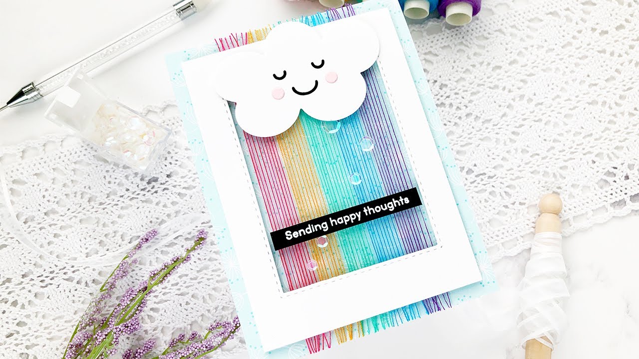 Crafty with Caly: Threaded Rainbow Card