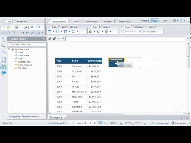Drag and drop objects to create a report: SAP BusinessObjects Web Intelligence 4.0