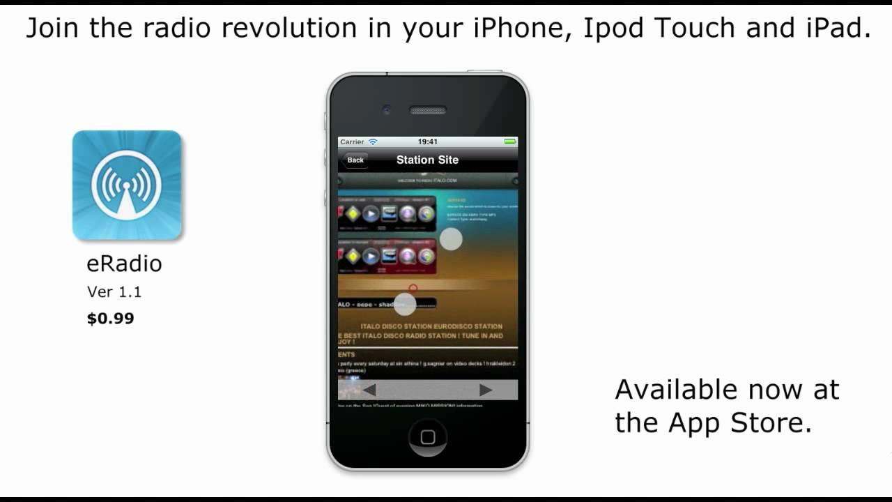 eRadio multistation radio tuner for iPhone, iPod Touch and iPad YouTube