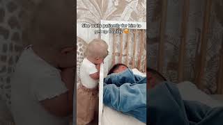 watch how our baby girls face lights up when she wakes her older brother up #shorts