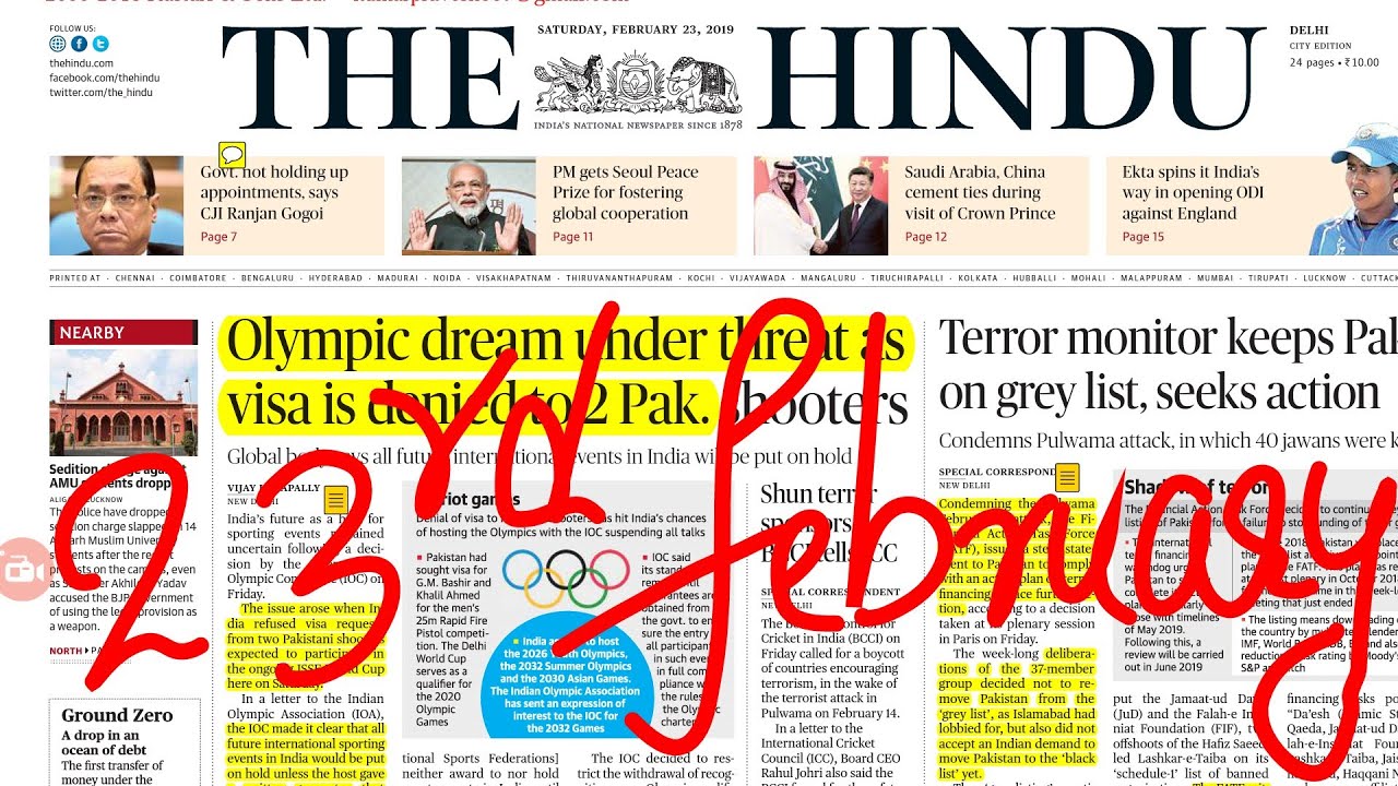 The Hindu Newspaper 23rd February 2019