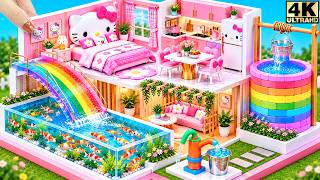 10 Cute Kitchen Set DIY 🏡 Make Hello Kitty Miniature Clay House with Aquarium & Rainbow Slide
