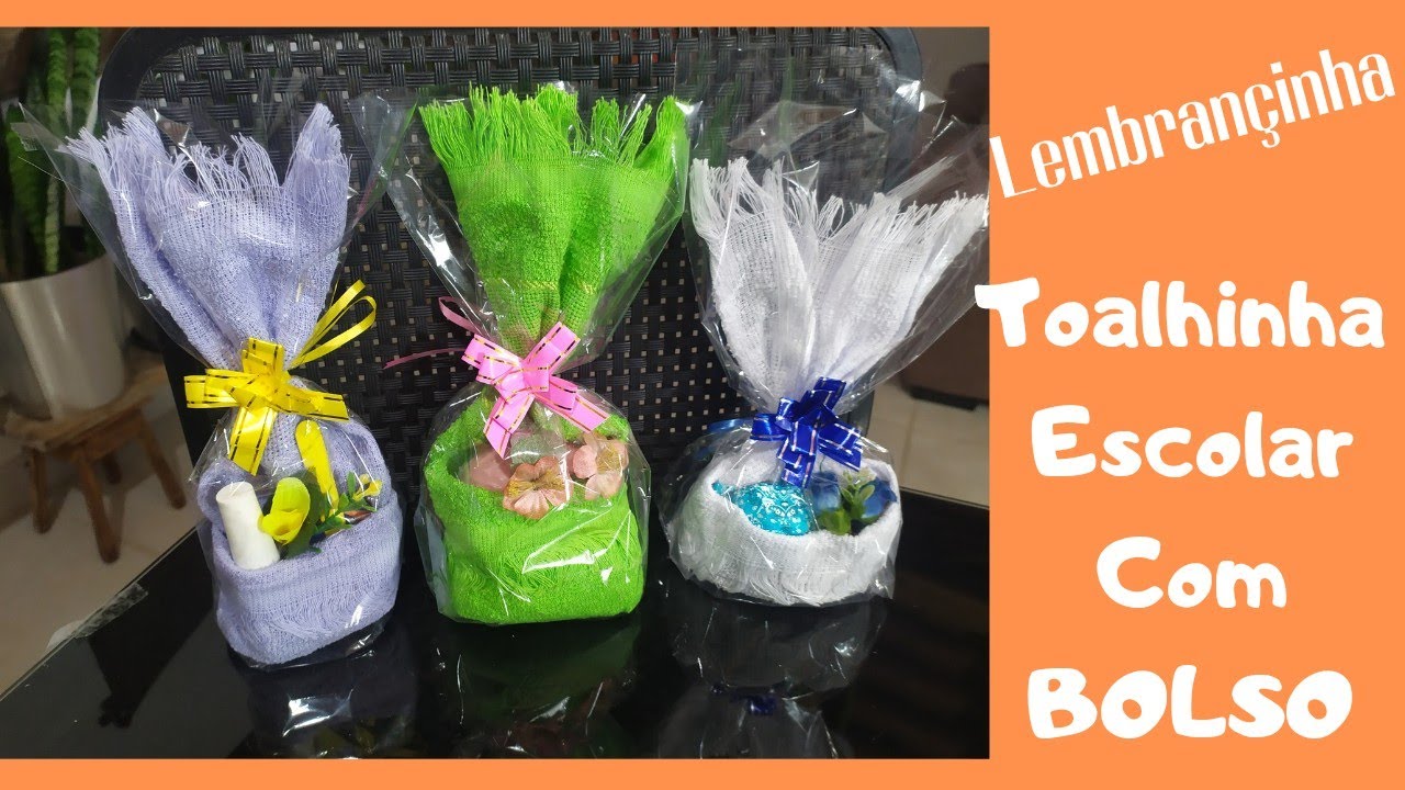 Toalinha escolar com bolso💖 #lembrancinha#escola#igreja