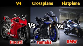 v4 engine vs inline 4 || crossplane vs flatplane || v4 vs crossplane vs flatplane 🏍💥