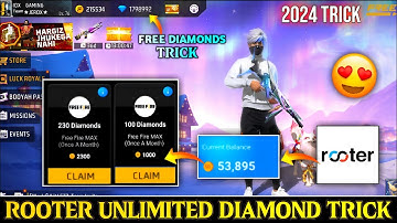 HOW TO USE ROOTER APP FOR FREE FIRE DIAMONDS | ROOTER APP SE DIAMONDS KAISE REDEEM KARE | 2024 TRICK