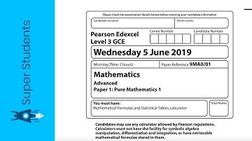 Edexcel A-level June 2019 Paper 1: Pure Mathematics 1 Exam Walkthrough