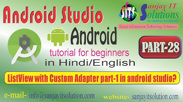 Android tutorial in Hindi/English Part-28, ListView with Custom Adapter part-1 in android studio