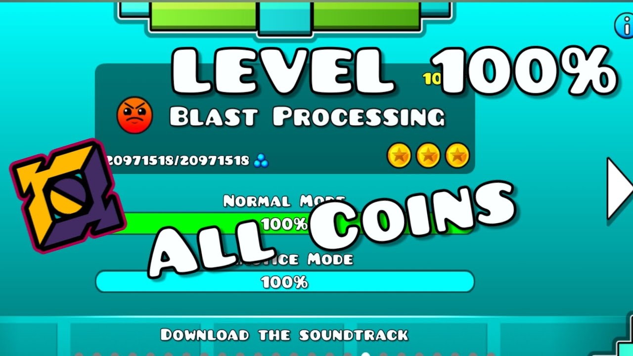 BLAST PROCESSING 100% ALL COINS!! || EikerXProGD || Geometry dash - YouTube