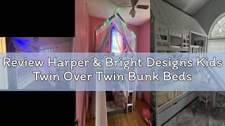 Review Harper & Bright Designs Kids Twin Over Twin Bunk Beds with Slide and Trundle, Solid Wood Bunk