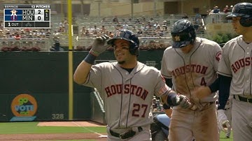 HOU@MIN: Altuve doubles in run, comes around on error