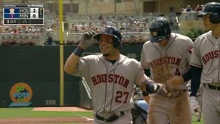 HOU@MIN: Altuve doubles in run, comes around on error