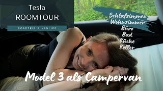 Roomtour im Tesla Camper! DIY Ausbau für Roadtrips & Camping im Model 3.