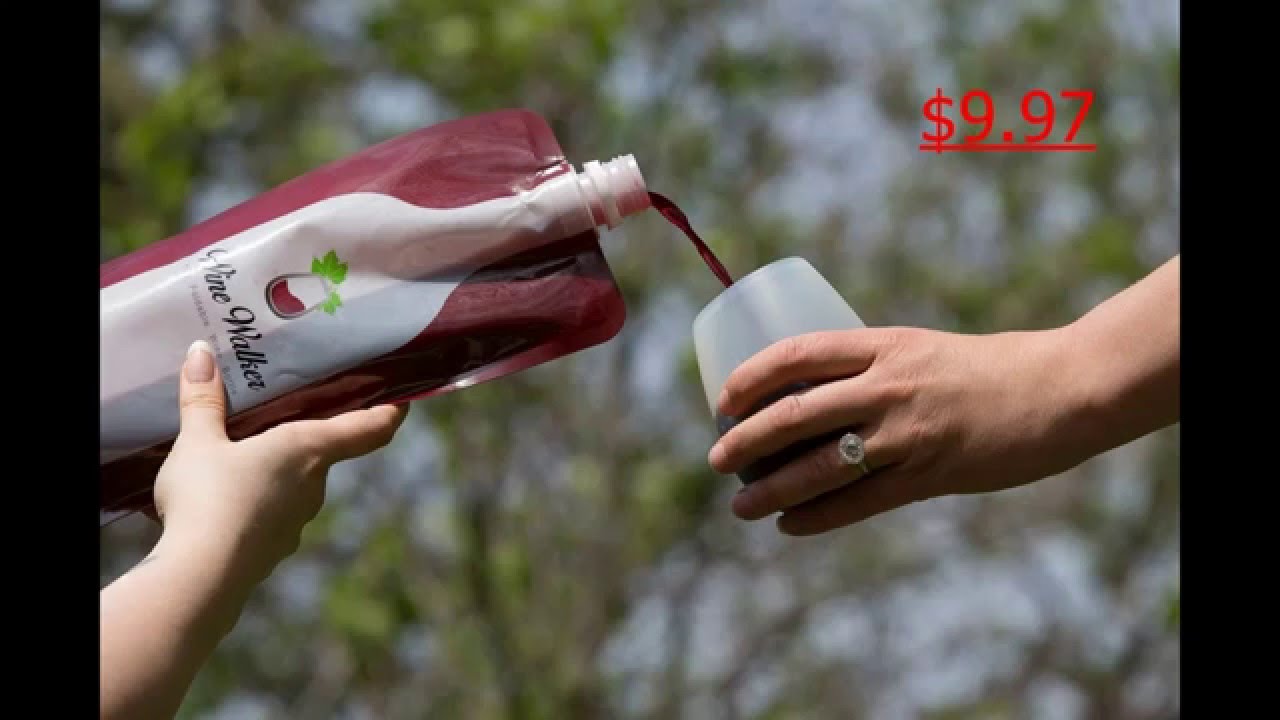 Wine Walker Portable Wine Bag Flask - Foldable & Flexible Pouch best for carrying Red or White