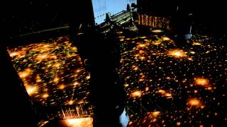 The International Space Station flying over the Great Lakes at Night