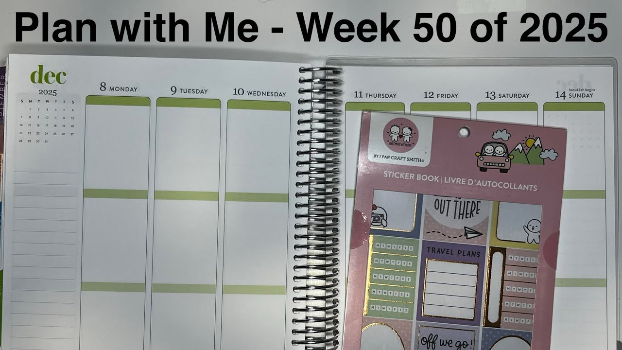 Планируйте вместе со мной — 50-я неделя 2025 года (вертикальный ежедневник Erin Condren и наклейк...