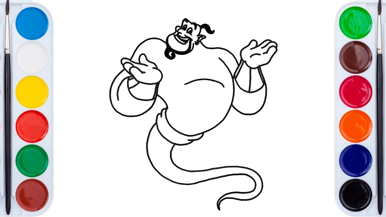How to draw and color aladdin cartoon for kids
