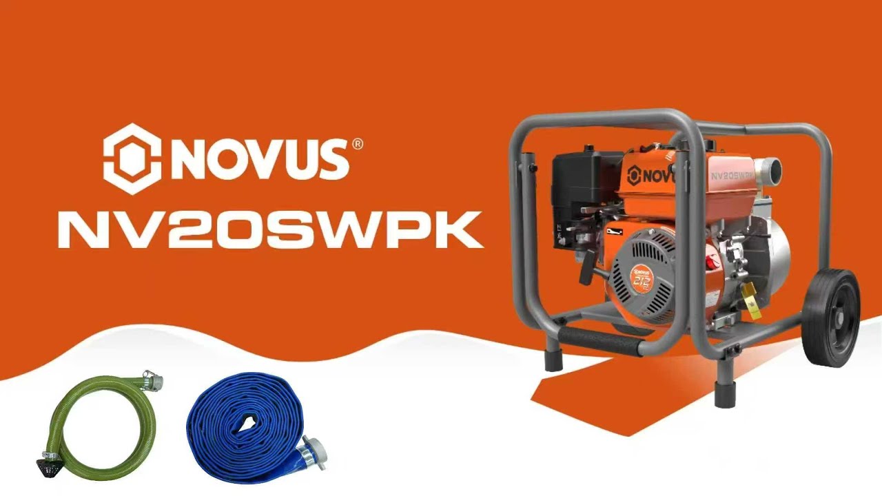 NOVUS NV20SWPK 2‘’ Gas Powered Semi-Trash Water Pump with Hose Kit