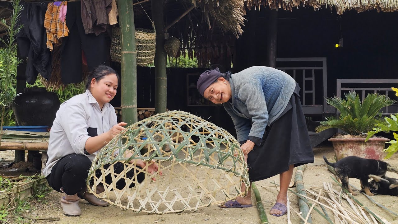 The homeless girl loved the giant chicken coop that the old woman had woven herself.