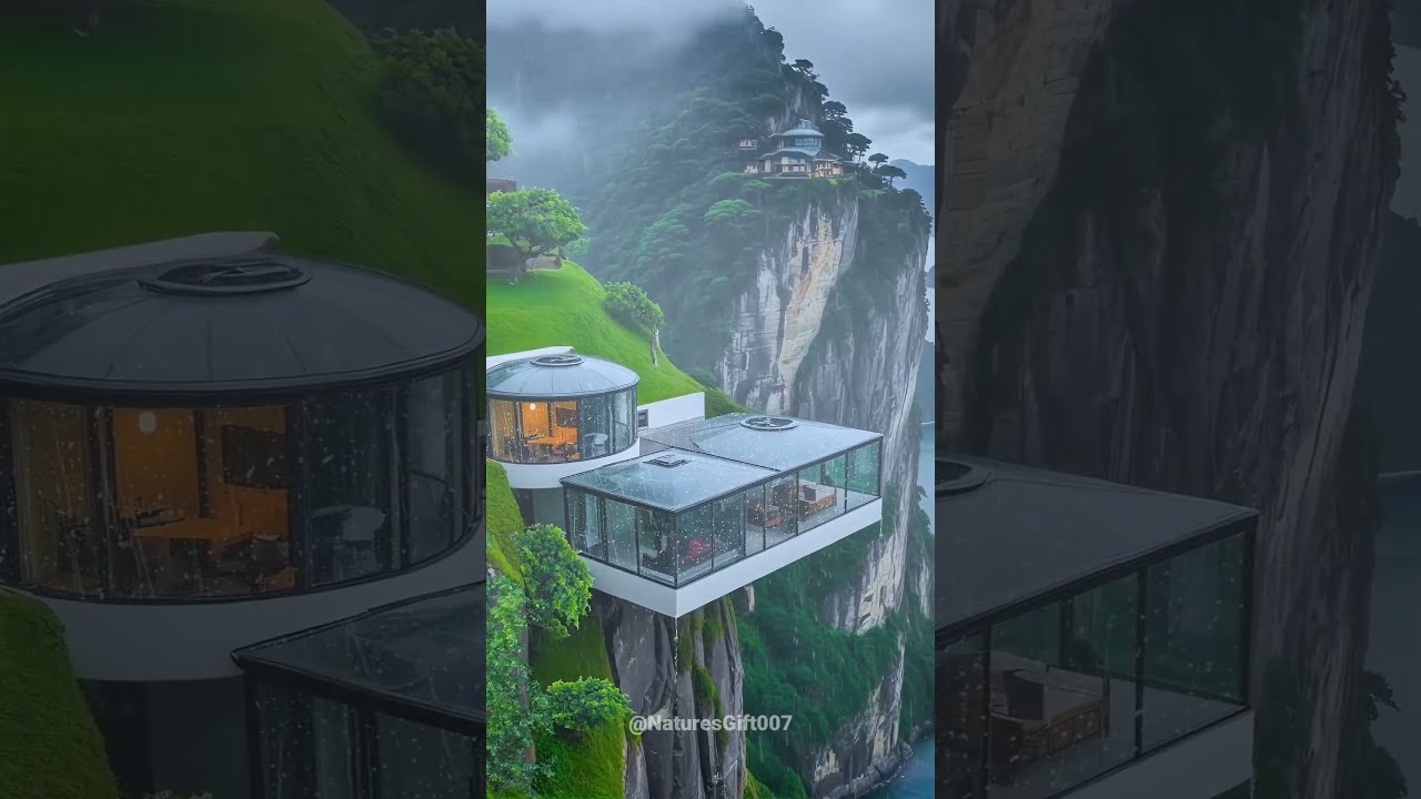 Cliffside Glass House In Misty Mountains Architecture CliffHouse Nature