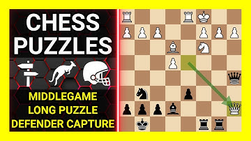 Chess Puzzles to Practice. Themes: Middlegame, Long puzzle, Capture the defender. Learn