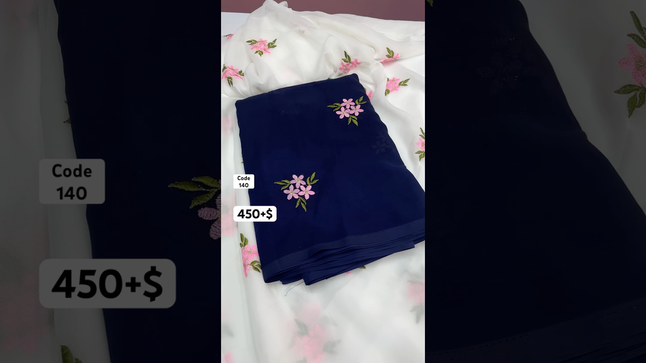 Georgette saree with floral embroidery work butti with Running blouse