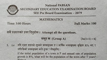 SEE Pre Board Examination 2079 | N Pabson Optional Mathematics Question | Send Up Maths Question