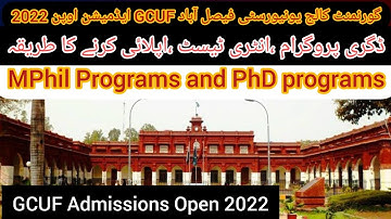Government College University Faisalabad GCFU Admissions Open 2022:How to Apply :-MPhil-PhD Programs