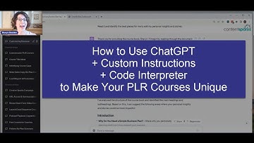 Simple Business Plan PLR Course: Customize with ChatGPT, Custom Instructions, and Code Interpreter