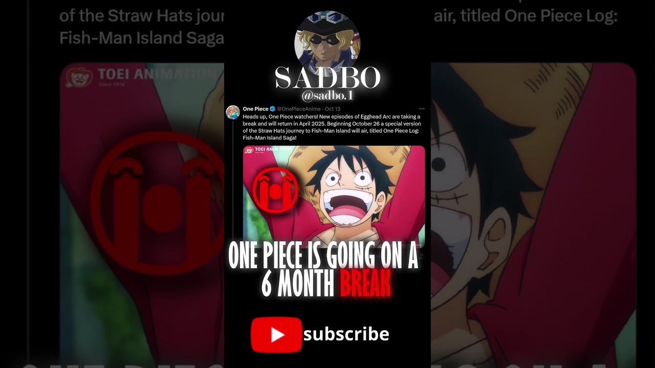 One Piece anime is going on a 6 MONTH break  