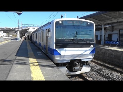 常磐線 大津港駅に普通列車到着