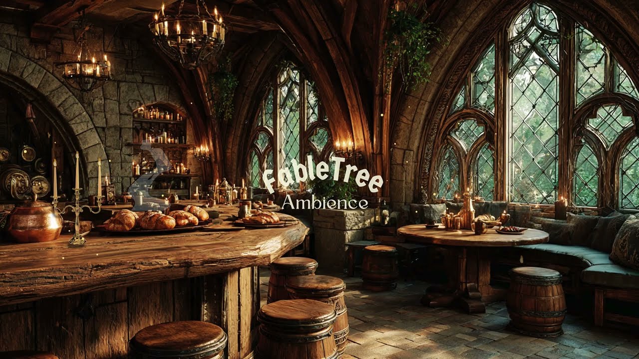 Elven Tavern Ambience | Cozy Fantasy Music & Medieval Restaurant Sounds (3 Hours, No Ads)