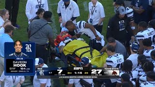 Watch Scary Injury Moment Rice Safety Daveon Hook Carted Off After Brutal Hit