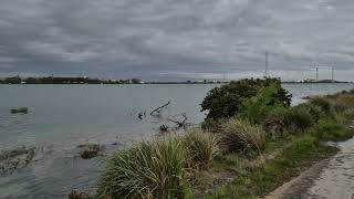 Mutton Cove - threatened seawall at high tide, along Port River, South Australia