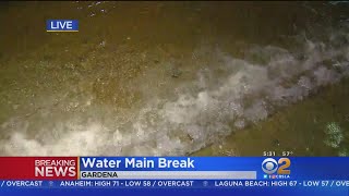 Water Continues To Flood Gardena Streets, Shopping Center Hours After Pipe Ruptures