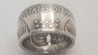 Making a Stunning Coin Ring from an Original American Silver Eagle. Pure Silver Size 11.5.