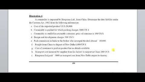 Customs Duty - Illustration 6 (Assessable Value)