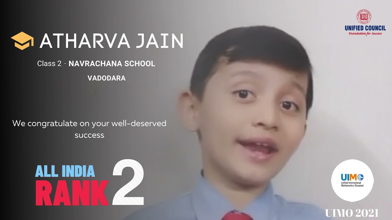 Atharva Jain   Class 2   Rank 2 UIMO 1